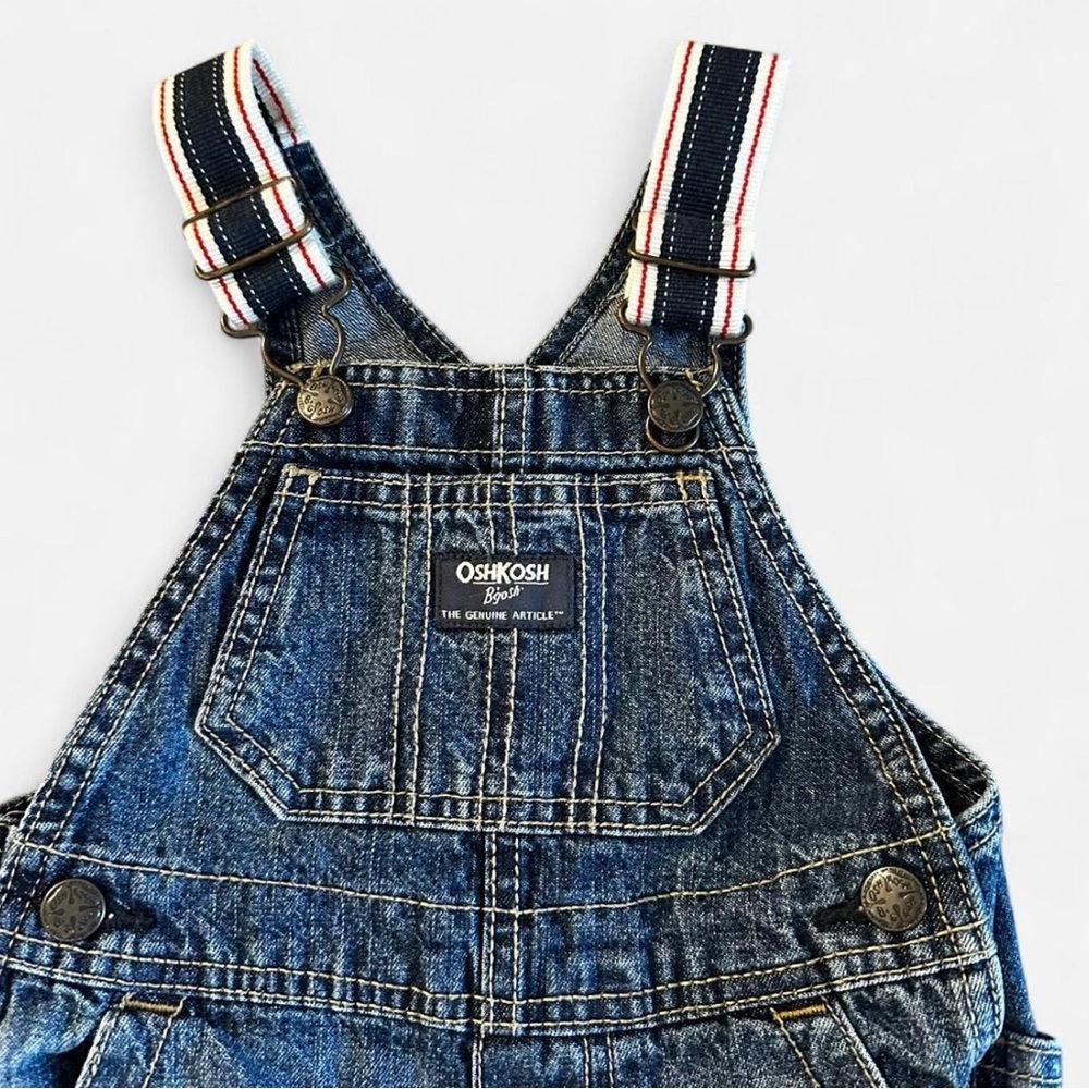 Vintage OshKosh B'gosh Blue Overalls with Striped Straps